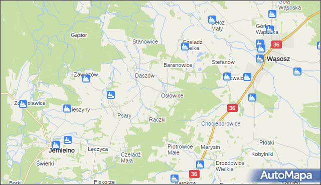 mapa Osłowice, Osłowice na mapie Targeo