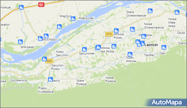 mapa Ośniki, Ośniki na mapie Targeo