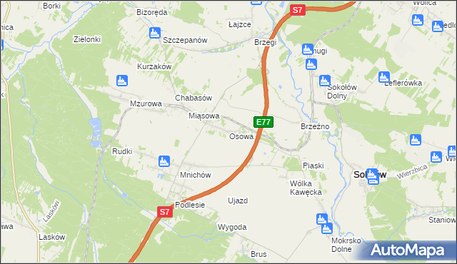 mapa Osowa gmina Sobków, Osowa gmina Sobków na mapie Targeo