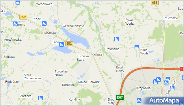 mapa Osowa gmina Suwałki, Osowa gmina Suwałki na mapie Targeo