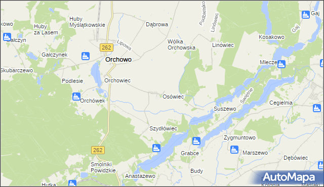 mapa Osówiec gmina Orchowo, Osówiec gmina Orchowo na mapie Targeo