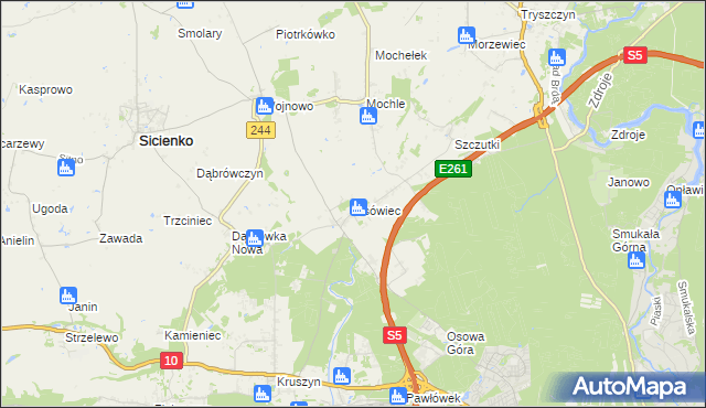 mapa Osówiec gmina Sicienko, Osówiec gmina Sicienko na mapie Targeo