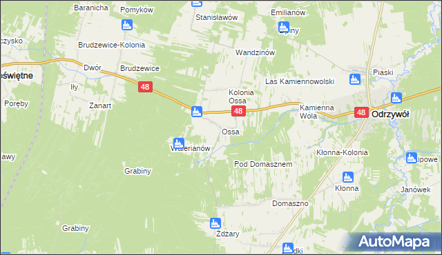 mapa Ossa gmina Odrzywół, Ossa gmina Odrzywół na mapie Targeo