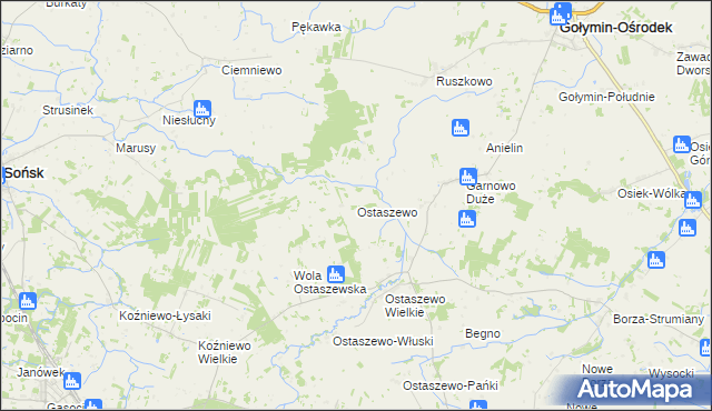 mapa Ostaszewo gmina Sońsk, Ostaszewo gmina Sońsk na mapie Targeo