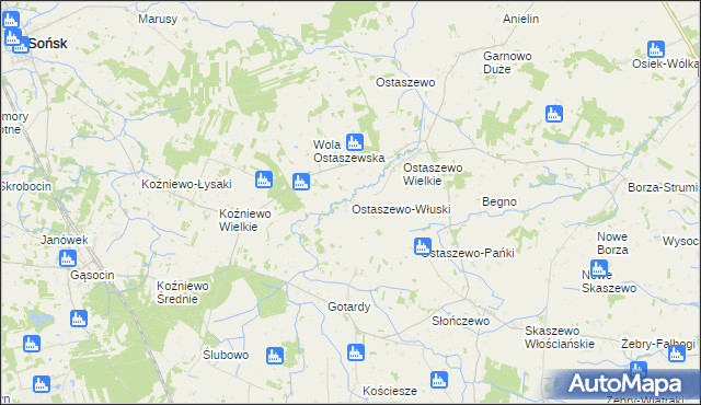 mapa Ostaszewo-Włuski, Ostaszewo-Włuski na mapie Targeo