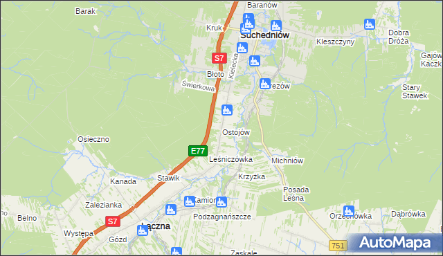 mapa Ostojów, Ostojów na mapie Targeo