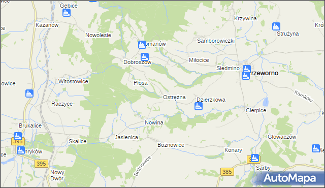 mapa Ostrężna, Ostrężna na mapie Targeo