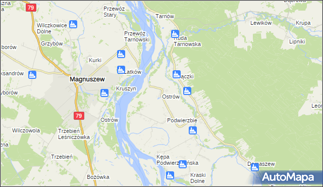 mapa Ostrów gmina Maciejowice, Ostrów gmina Maciejowice na mapie Targeo