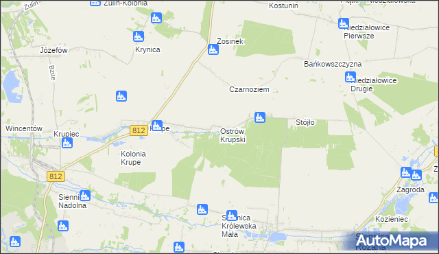 mapa Ostrów Krupski, Ostrów Krupski na mapie Targeo