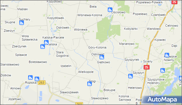 mapa Ostrowąż, Ostrowąż na mapie Targeo