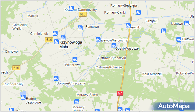 mapa Ostrowe-Stańczyki, Ostrowe-Stańczyki na mapie Targeo