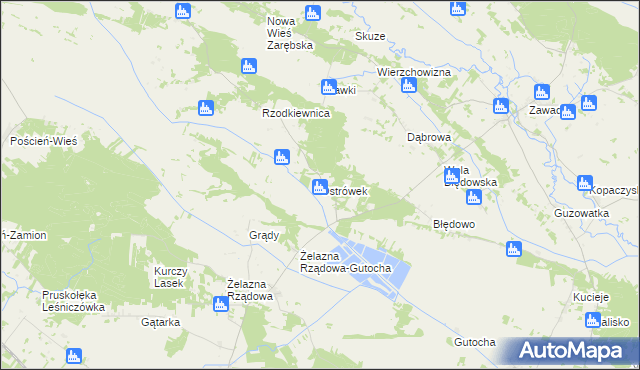 mapa Ostrówek gmina Baranowo, Ostrówek gmina Baranowo na mapie Targeo