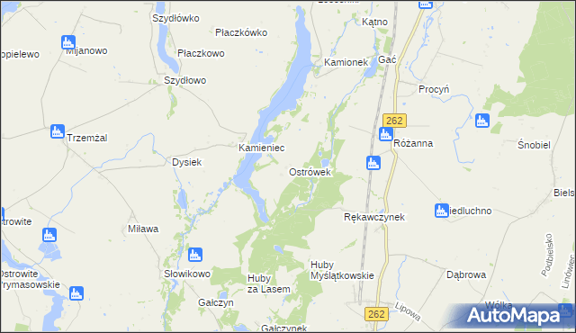 mapa Ostrówek gmina Orchowo, Ostrówek gmina Orchowo na mapie Targeo