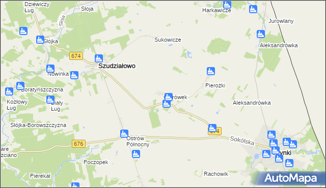 mapa Ostrówek gmina Szudziałowo, Ostrówek gmina Szudziałowo na mapie Targeo