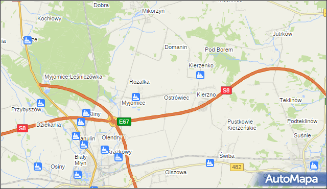 mapa Ostrówiec gmina Kępno, Ostrówiec gmina Kępno na mapie Targeo