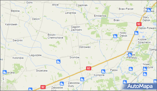 mapa Ostrowiec gmina Kocierzew Południowy, Ostrowiec gmina Kocierzew Południowy na mapie Targeo