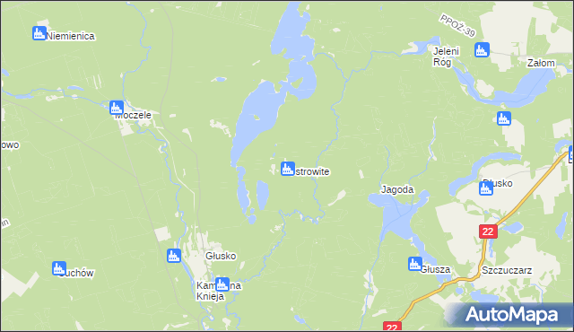 mapa Ostrowite gmina Dobiegniew, Ostrowite gmina Dobiegniew na mapie Targeo