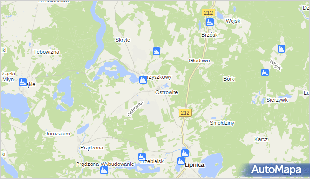 mapa Ostrowite gmina Lipnica, Ostrowite gmina Lipnica na mapie Targeo