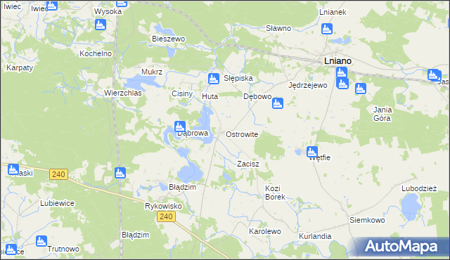 mapa Ostrowite gmina Lniano, Ostrowite gmina Lniano na mapie Targeo