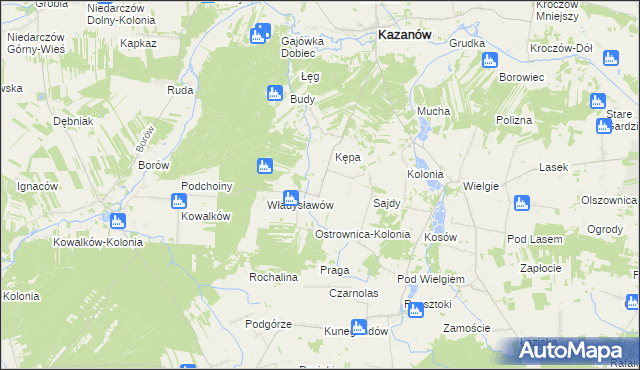 mapa Ostrownica gmina Kazanów, Ostrownica gmina Kazanów na mapie Targeo