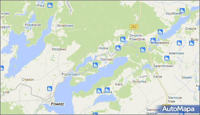 mapa Ostrowo gmina Powidz, Ostrowo gmina Powidz na mapie Targeo