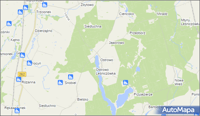 mapa Ostrowo gmina Strzelno, Ostrowo gmina Strzelno na mapie Targeo