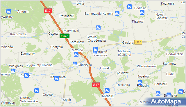mapa Ostrożeń Drugi, Ostrożeń Drugi na mapie Targeo