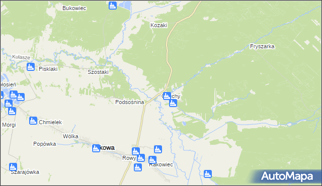 mapa Osuchy gmina Łukowa, Osuchy gmina Łukowa na mapie Targeo