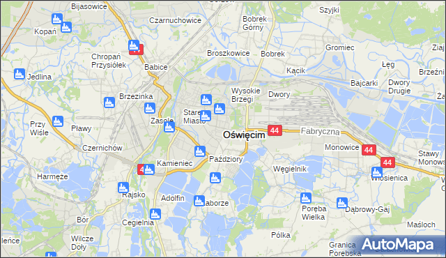 mapa Oświęcimia, Oświęcim na mapie Targeo