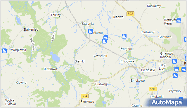 mapa Owczarki gmina Kętrzyn, Owczarki gmina Kętrzyn na mapie Targeo