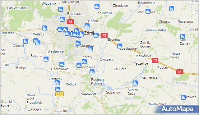 mapa Owczary gmina Busko-Zdrój, Owczary gmina Busko-Zdrój na mapie Targeo