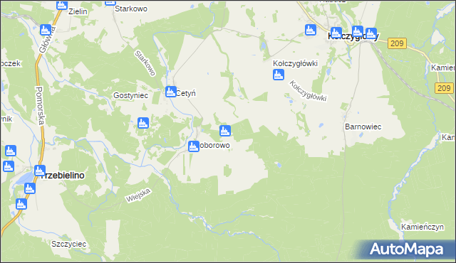 mapa Owczary gmina Trzebielino, Owczary gmina Trzebielino na mapie Targeo