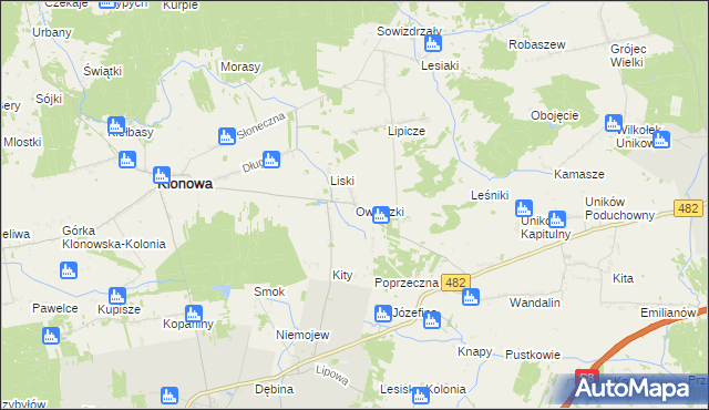 mapa Owieczki gmina Klonowa, Owieczki gmina Klonowa na mapie Targeo