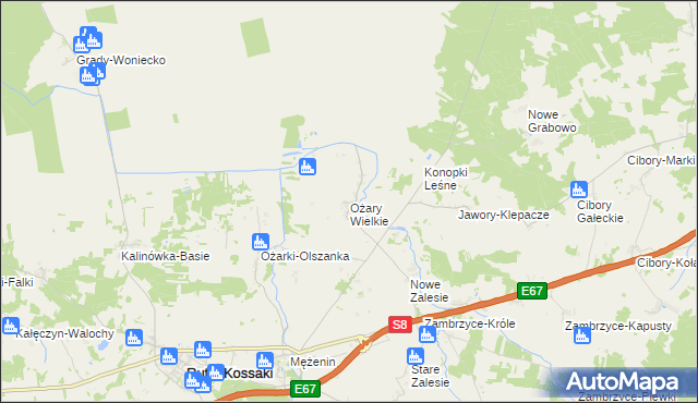 mapa Ożary Wielkie, Ożary Wielkie na mapie Targeo