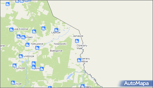 mapa Ozierany Małe, Ozierany Małe na mapie Targeo