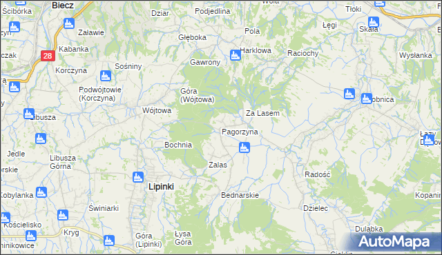 mapa Pagorzyna, Pagorzyna na mapie Targeo