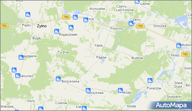 mapa Pągów gmina Żytno, Pągów gmina Żytno na mapie Targeo