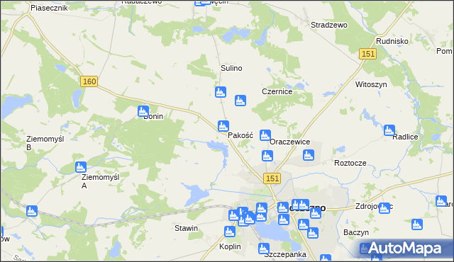 mapa Pakość gmina Choszczno, Pakość gmina Choszczno na mapie Targeo