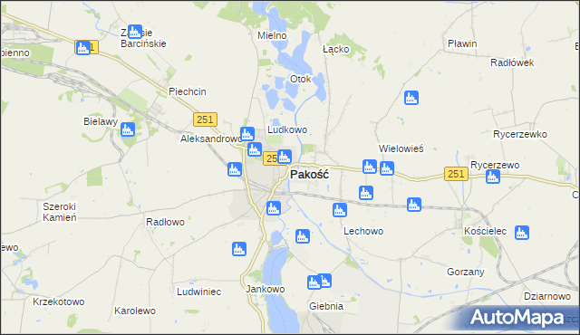 mapa Pakość powiat inowrocławski, Pakość powiat inowrocławski na mapie Targeo