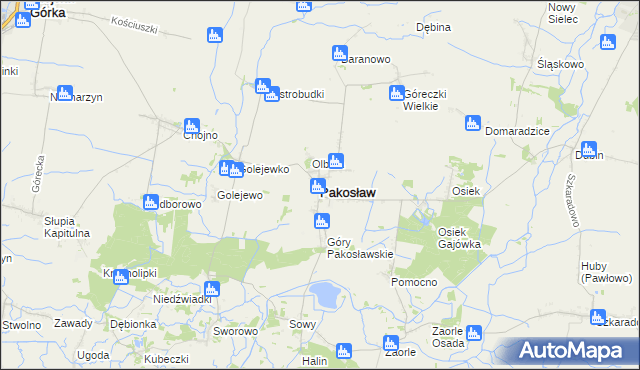 mapa Pakosław powiat rawicki, Pakosław powiat rawicki na mapie Targeo