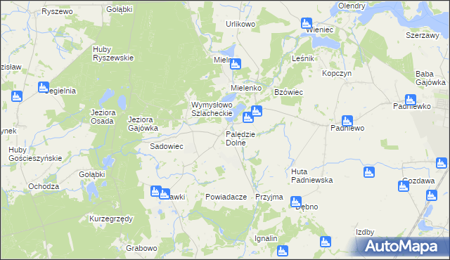 mapa Palędzie Dolne, Palędzie Dolne na mapie Targeo