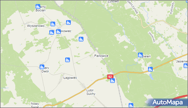 mapa Panowice, Panowice na mapie Targeo