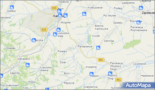 mapa Pantalowice, Pantalowice na mapie Targeo