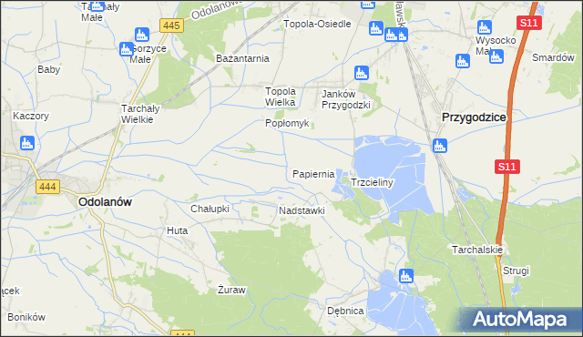 mapa Papiernia gmina Odolanów, Papiernia gmina Odolanów na mapie Targeo