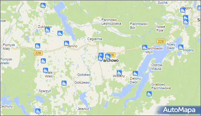 mapa Parchowo powiat bytowski, Parchowo powiat bytowski na mapie Targeo