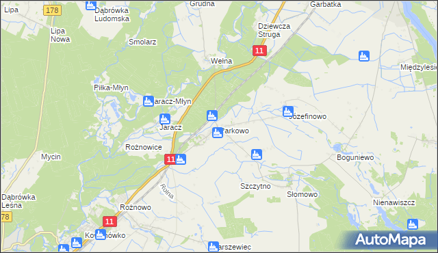 mapa Parkowo gmina Rogoźno, Parkowo gmina Rogoźno na mapie Targeo