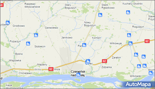 mapa Parlin gmina Czerwińsk nad Wisłą, Parlin gmina Czerwińsk nad Wisłą na mapie Targeo