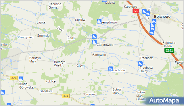 mapa Parłowice, Parłowice na mapie Targeo