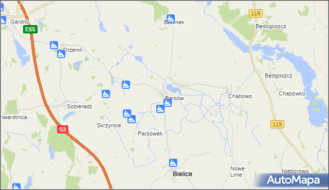 mapa Parsów, Parsów na mapie Targeo