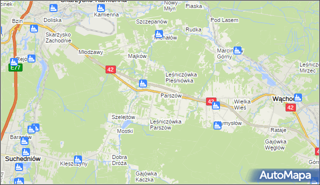 mapa Parszów, Parszów na mapie Targeo